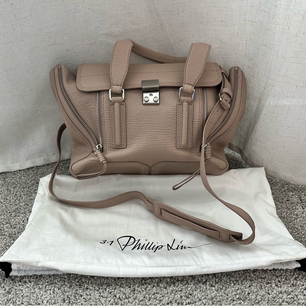 3.1 Phillip Lim Khaki Satchel with Silver Hardware